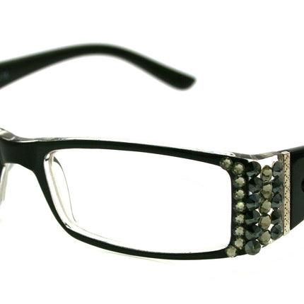 The French, (Bling) (Fleur De Lis) Women Reading Glasses W (Black Diamond, Hematite) Genuine European Crystals (Black) Frame NY Fifth Avenue