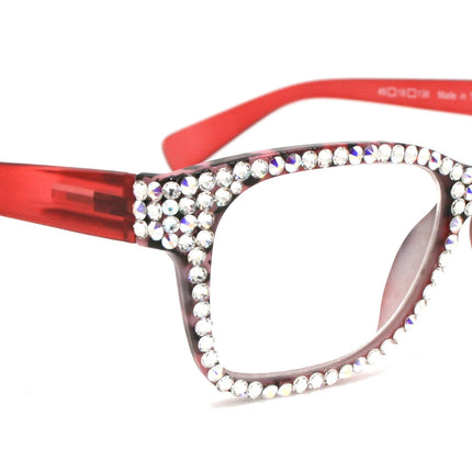 The Bohemian, (Bling) Women Reading Glasses W (Full All Over) (Clear, AB Aurora Borealis) Genuine European Crystals. NY Fifth Avenue