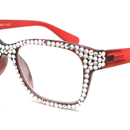 The Bohemian, (Bling) Women Reading Glasses W (Full All Over) (Clear, AB Aurora Borealis) Genuine European Crystals. NY Fifth Avenue