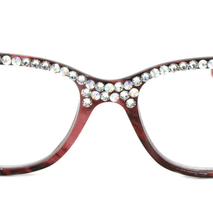 The Bohemian, (Bling) Women Reading Glasses W (Full Top) (Clear, AB Aurora Borealis) Genuine European Crystals. (Black, Red) NY Fifth Avenue