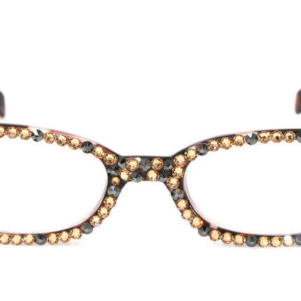 Isabella, (Bling) Reading Glasses Women W (Full All Over) (L. Colorado, Hematite) Genuine European Crystals (Leopard) NY Fifth Avenue