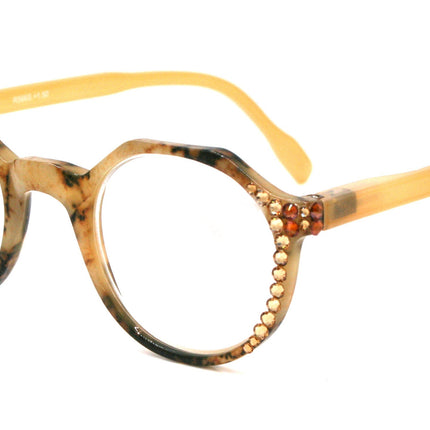 The Hexagon, (Bling) Women Reading Glasses W (Cooper, L. Colorado) Genuine European Crystals   (Yellow, Tortoise Shell) NY Fifth Avenue