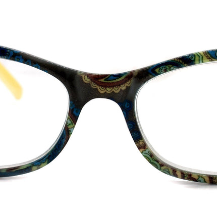 Frida, (Bling) Reading Glasses Women W (L. Colorado, Black Diamond)Genuine European Crystals. +1.25.. +4  Paisley, NY Fifth Avenue.