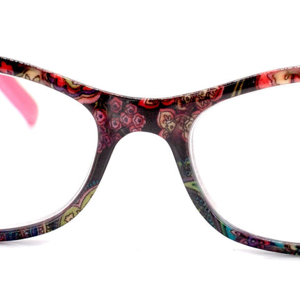 Frida, (Bling) Reading Glasses Women Adorned w (Rose, Black Diamond) Genuine European Crystals.+1.25 to +4  Paisley print.  NY Fifth Avenue
