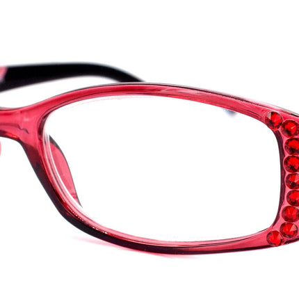 Ivy, (Bling) Reading for Women Adorned W (L. Siam)   +1.50..+3 Magnifying Reader, Clear Translucent (Red) NY Fifth Avenue.