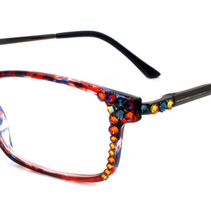 Vienna, (Bling) Women Reading Glasses W (Volcano, Montana Blue)   +1.25 +3 (Tortoise Shell + Red) Frame. NY Fifth Avenue