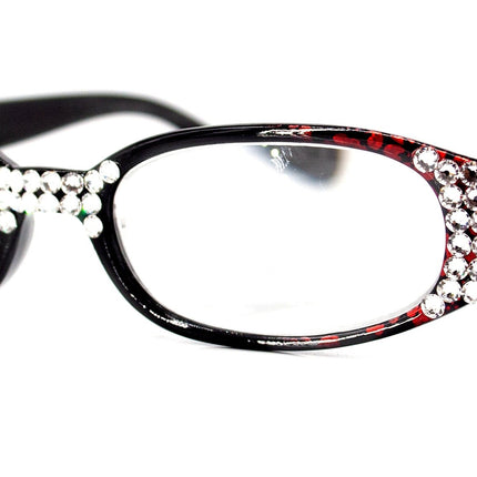 Isabella, (Bling) Reading Glasses Women W (Clear) Genuine European Crystals ( Floral Print) High Magnification NY Fifth Avenue (Wide Frame)