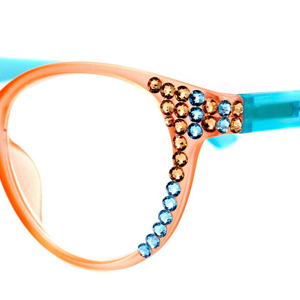 Rio, (Bling) Women Reading Glasses W (Light Colorado, Aquamarine) Genuine European Crystals, Translucent Round   NY Fifth Avenue
