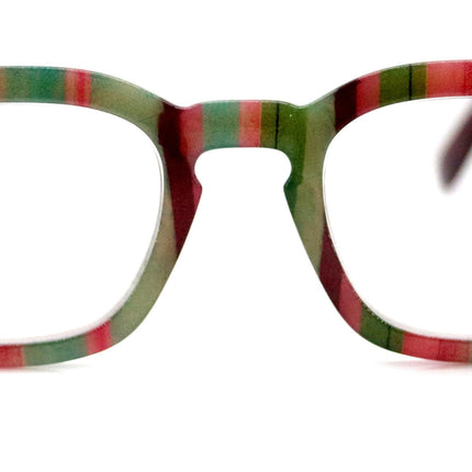 Rivera, (Premium) Reading Glasses, High End Readers +1.25 to +3 Magnifying Eyeglass, Candy (Burgundy, Green n Pink) Square, NY Fifth Avenue.