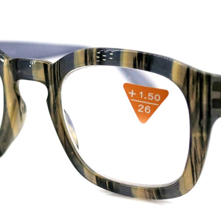 Rivera, (Premium) Reading Glasses, High End Readers +1.25 to +3 Magnifying Eyeglass, Candy (Blue, Grey n Black) Square, NY Fifth Avenue.