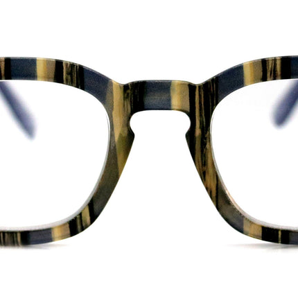 Rivera, (Premium) Reading Glasses, High End Readers +1.25 to +3 Magnifying Eyeglass, Candy (Blue, Grey n Black) Square, NY Fifth Avenue.