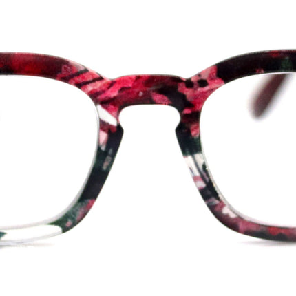 Sasha, (Premium) Reading Glasses, High End Readers +1.25..+3 Magnifying Eyeglasses (Black n Red) Camo Square Optical Frames NY Fifth Avenue