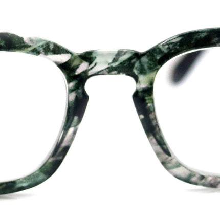 Sasha, (Premium) Reading Glasses, High End Readers +1.25..+3 Magnifying Eyeglasses (Black, White) Camo Square Optical Frames NY Fifth Avenue