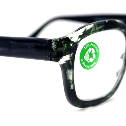 Sasha, (Premium) Reading Glasses, High End Readers +1.25..+3 Magnifying Eyeglasses (Black, White) Camo Square Optical Frames NY Fifth Avenue