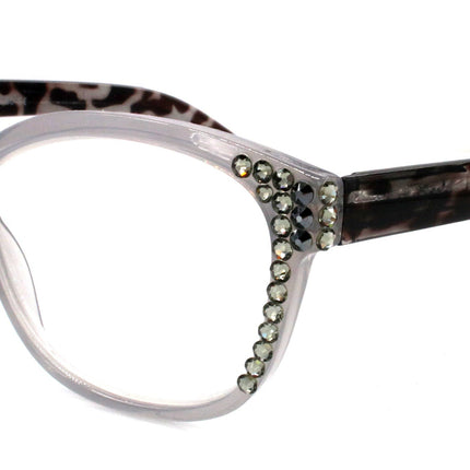 Savannah, (Bling)ReadingGlasses 4 Women W (Black Diamond)Genuine European Crystals, Square +1.25 +3 (Tortoise Black n Grey) NY Fifth Avenue.
