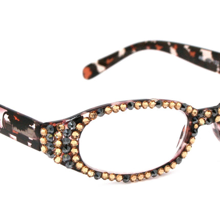 Isabella, (Bling) Reading Glasses Women W (Full All Over) (L. Colorado, Hematite) Genuine European Crystals (Leopard) NY Fifth Avenue