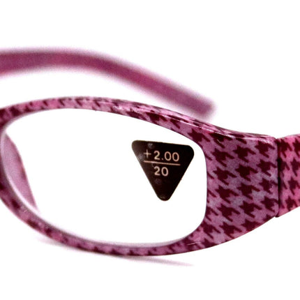 The Scottish, (Premium) Reading Glasses, High End Readers (Pink) Hound Tooth +1.25.. +3 Magnifying Eyeglasses. Houndstooth NY Fifth Avenue