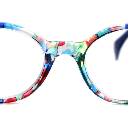 Versailles, (Premium) Reading Glasses High End Readers +1.25 .. +3.00 (Blue, Red Floral) Round Optical Frames. NY Fifth Avenue.