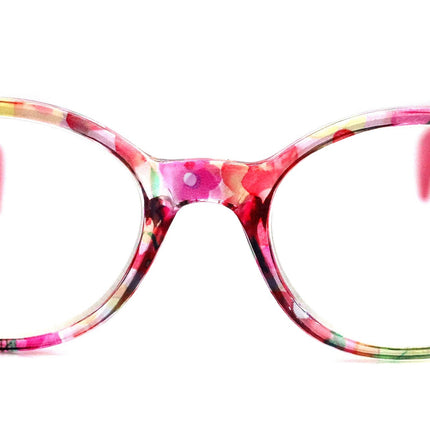 Versailles, (Premium) Reading Glasses High End Readers +1.25 .. +3.00 (Pink, Light Blue Floral) Round Optical Frames. NY Fifth Avenue.