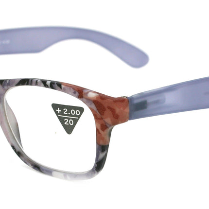 The Forester, (Premium) Reading Glasses, High End Reader +1.25 to +3 Magnifying Square Style (Blue Camouflage) Frame. NY Fifth Avenue