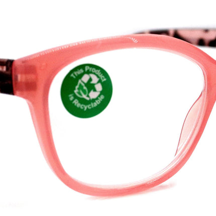Savannah, (Premium) Reading Glasses, Fashion Reader, Square, (Pink. Brown Tortoise Shell) Spring Temple. Full Reader Lens. NY Fifth Avenue