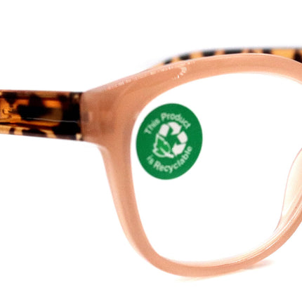 Savannah, (Premium) Reading Glasses, Fashion Reader, Square, (Tan, Brown Tortoise Shell) Spring Temple. Full Reader Lens. NY Fifth Avenue