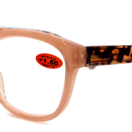 Savannah, (Premium) Reading Glasses, Fashion Reader, Square, (Tan, Brown Tortoise Shell) Spring Temple. Full Reader Lens. NY Fifth Avenue