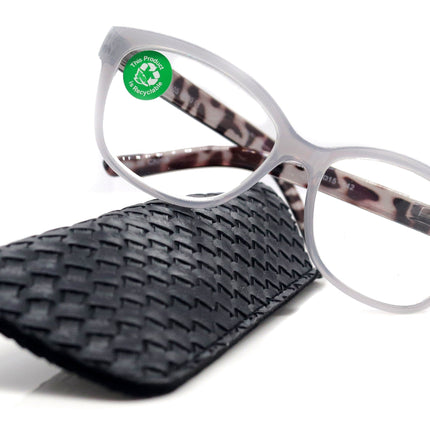Savannah, (Premium) Reading Glasses, Fashion Reader, Square (Grey, Tortoise Brown Shell) Spring Temple. Full Reader Lens. NY Fifth Avenue