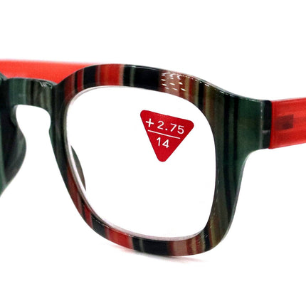 Rivera, (Premium) Reading Glasses, High End Readers +1.25 to +3 Magnifying Eyeglass, Candy (Orange, Green n Black) Square, NY Fifth Avenue.