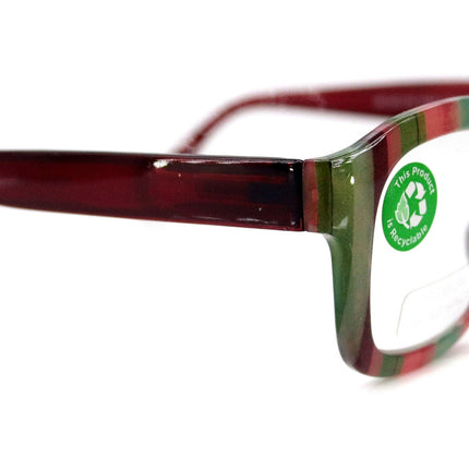 Rivera, (Premium) Reading Glasses, High End Readers +1.25 to +3 Magnifying Eyeglass, Candy (Burgundy, Green n Pink) Square, NY Fifth Avenue.