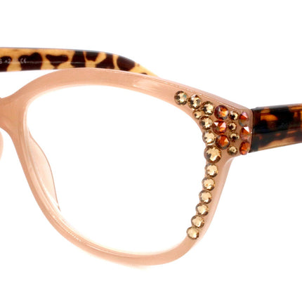 Savannah, (Bling) Reading Glasses 4 Women W (L. Colorado, Cooper) Genuine European Crystals +1.25..+3 (Tortoise Brown n Tan) NY Fifth Avenue