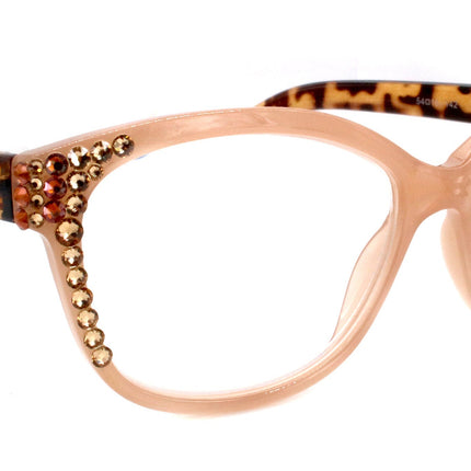 Savannah, (Bling) Reading Glasses 4 Women W (L. Colorado, Cooper) Genuine European Crystals +1.25..+3 (Tortoise Brown n Tan) NY Fifth Avenue