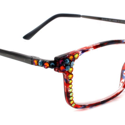 Vienna, (Bling) Women Reading Glasses W (Volcano, Montana Blue)   +1.25 +3 (Tortoise Shell + Red) Frame. NY Fifth Avenue