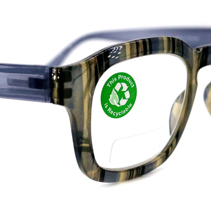Rivera, (Premium) Reading Glasses, High End Readers +1.25 to +3 Magnifying Eyeglass, Candy (Blue, Grey n Black) Square, NY Fifth Avenue.