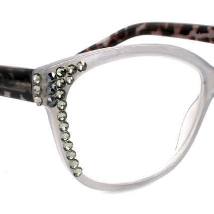 Savannah, (Bling)ReadingGlasses 4 Women W (Black Diamond)Genuine European Crystals, Square +1.25 +3 (Tortoise Black n Grey) NY Fifth Avenue.