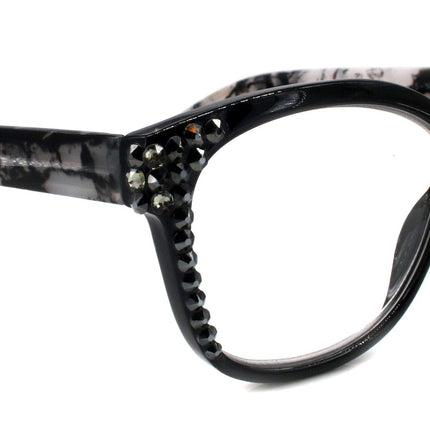 Savannah, (Bling) Reading Glasses Women W (Blk Diamond, Hematite)Genuine European Crystals. +1.25..+3 (Tortoise Grey Black) NY Fifth Avenue