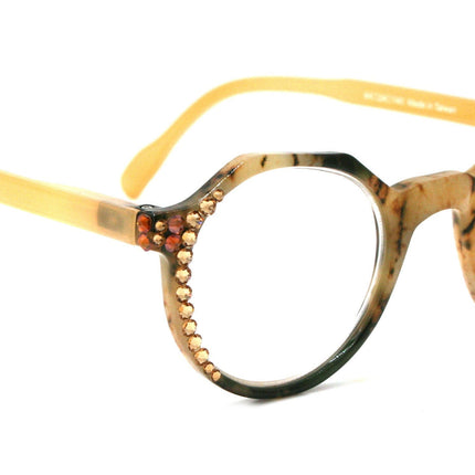 The Hexagon, (Bling) Women Reading Glasses W (Cooper, L. Colorado) Genuine European Crystals   (Yellow, Tortoise Shell) NY Fifth Avenue