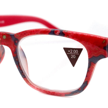 Persia, (Premium) Reading Glasses High End Reader, Magnifying Eyeglass, Square Optical Frame (Red, Blue n Orange) Paisley NY Fifth Avenue