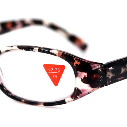 Isabella, (Premium) Reading Glasses, Fashion Reader (Leopard Brown) Print, Oval +4 +4.50 +5 High Magnification, NY Fifth Avenue (Wide Frame)