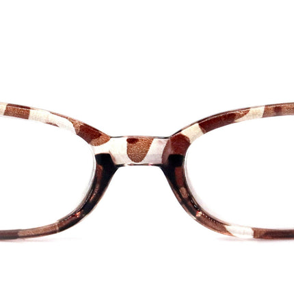 Isabella, (Premium) Reading Glasses, Fashion Reader (Giraffe Brown) Print, Oval Shape +4 +5 High Magnification, NY Fifth Avenue (Wide Frame)