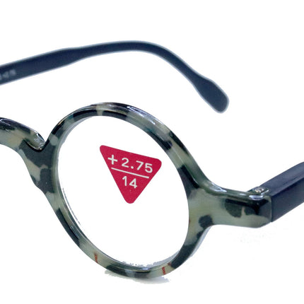 Picasso, (Premium) Reading Glasses, High End Readers +1.25 to +3 Magnifying, Circle optical Frames. Round Tortoise (Black) NY Fifth Avenue.
