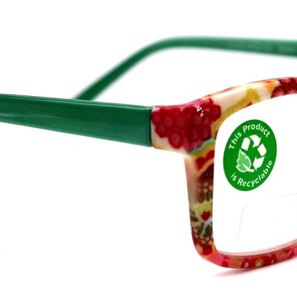 Frida, (Premium) Reading Glasses, High End Readers +1.25 .. +3 magnifying Eyeglasses, Square Optical Frame. (white) Paisley. NY Fifth Avenue