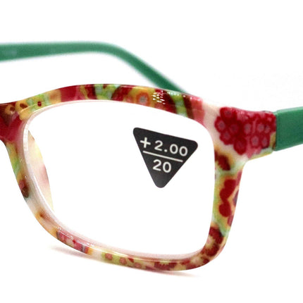 Frida, (Premium) Reading Glasses, High End Readers +1.25 .. +3 magnifying Eyeglasses, Square Optical Frame. (white) Paisley. NY Fifth Avenue