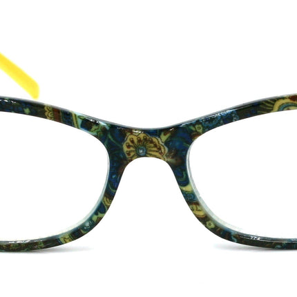 Frida, (Premium) Reading Glasses, High End Readers +1.25 .. +3 Magnifying Eyeglasses, Square Optical Frame (Yellow) Paisley. NY Fifth Avenue