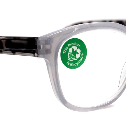 Savannah, (Premium) Reading Glasses, Fashion Reader, Square (Grey, Tortoise Brown Shell) Spring Temple. Full Reader Lens. NY Fifth Avenue