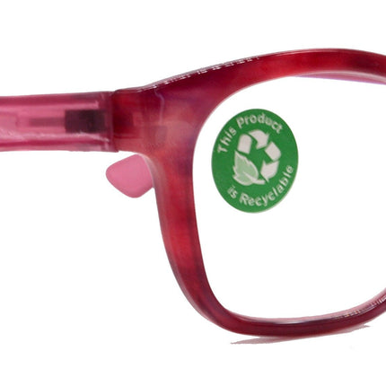 Coral, (Premium) Reading Glasses, High End Readers +1.25 to +3. Magnifying Glasses (Pink) Rectangular style. Optical Frame. NY Fifth Avenue.
