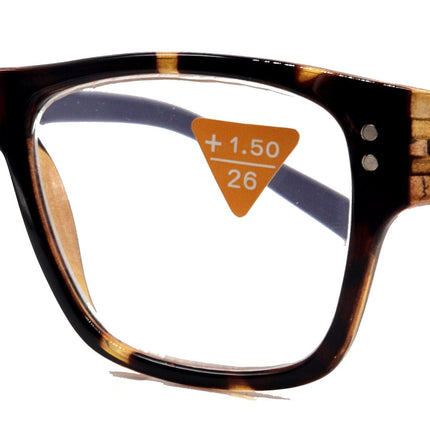 Brooklyn, (Premium) Reading Glasses, High End Reader +1.25...+3 Magnifying Eyeglasses(Tortoise Brown, Purple) Square Frame. NY Fifth Avenue