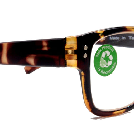 Brooklyn, (Premium) Reading Glasses, High End Readers +1.25...+3 Magnifying Eyeglasses (Brown Tortoise Shell) Square Frame. NY Fifth Avenue