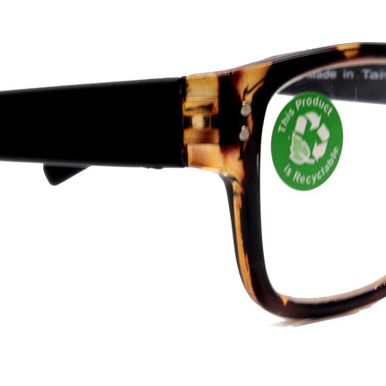 Brooklyn, (Premium) Reading Glasses, High End Reader +1.25...+3 Magnifying Eyeglasses (Tortoise Black, Brown) Square Frame. NY Fifth Avenue