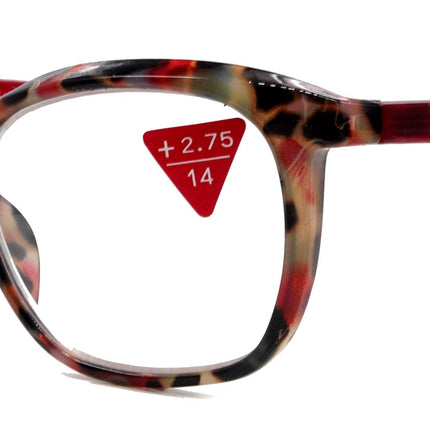 Venus, (Premium) Reading Glasses, High End Readers +1.25..+4 Magnifying glasses, Rectangular. Optical Frame (Tortoise Red) NY Fifth Avenue.